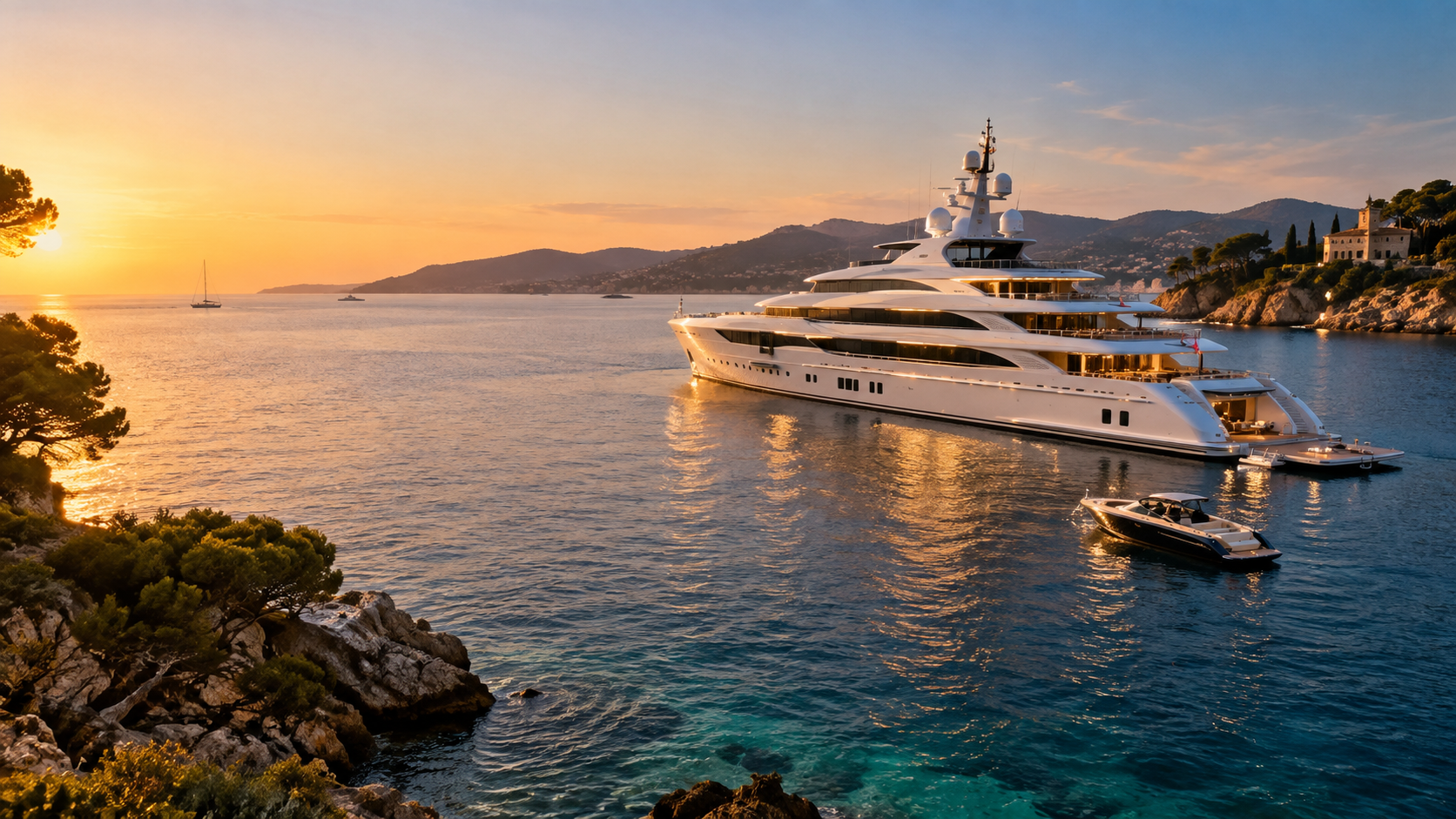 120 metre style superyacht in the Mediterranean